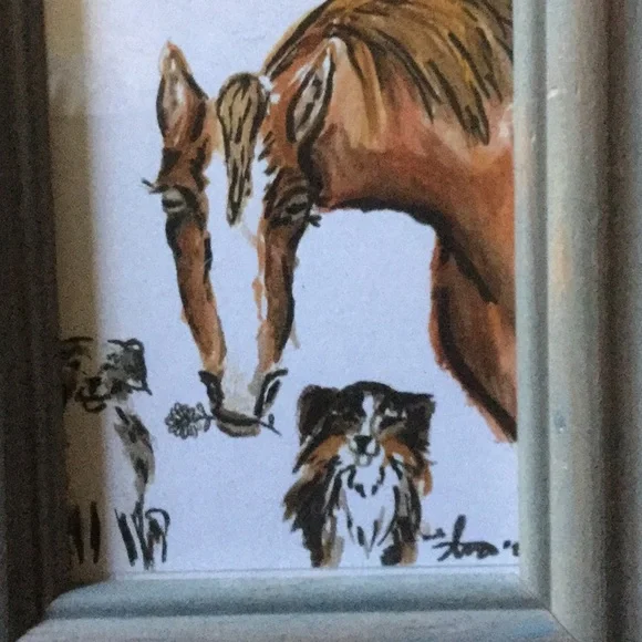Artisan print artwork farmer’s market horse dog pet animal artwork cowgirl farm - Picture 2 of 8